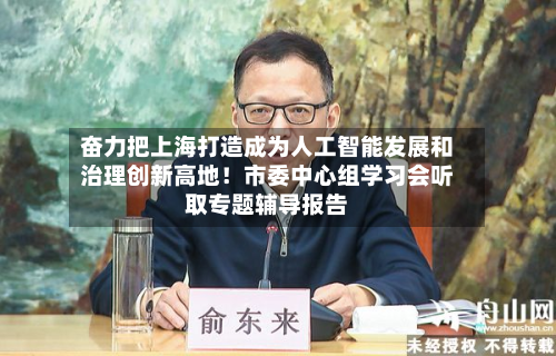 奋力把上海打造成为人工智能发展和治理创新高地!市委中心组学习会听取专题辅导报告-第2张图片